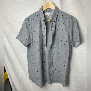 Sovereign Code Gray Lightning Bolt Button Up Short Sleeve Shirt Men’s S
